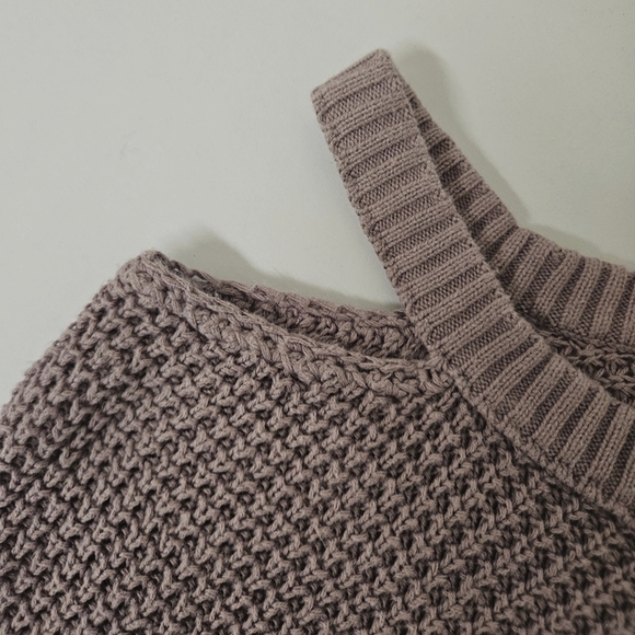 Free People Moonshine Waffle Knit Cold Shoulder Sweater in Lavender Size Medium - Picture 12 of 14
